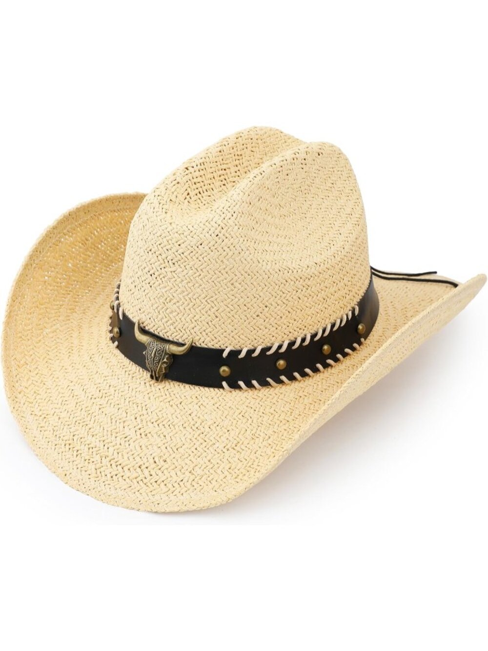 Men's Beige Straw Adjustable Wide Brim Sun Beach Western Cowgirl Cowboy Hat